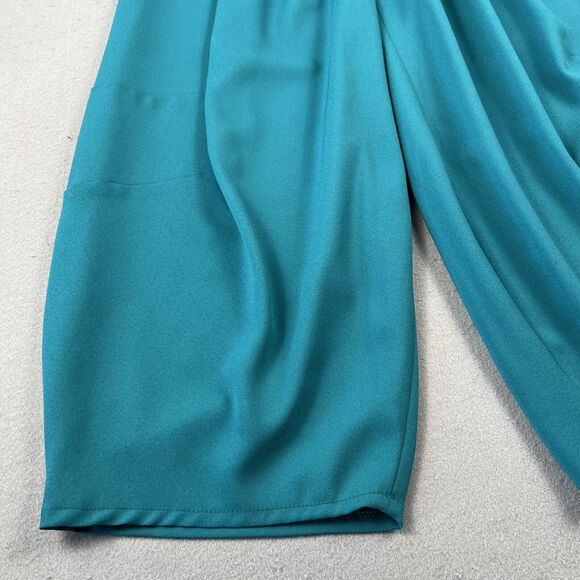 Valerie Villacampa Pleated Lantern Trousers Women’s 1 Blue Green Belted Wide Leg - Picture 5 of 16